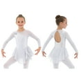 thumbnail image 2 of iiniim Girls Sequins Figure Ice Skating Dress Hollow Back Mesh Leotard Wrap Skirt Ballet Dancewear White 8, 2 of 7