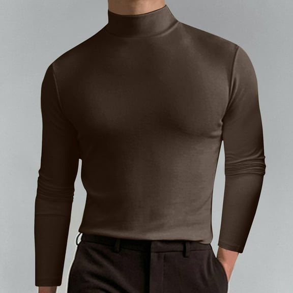 Sleeves for Men, Turtleneck Long Sleeve,Men Casual Solid Elasticity Turtleneck Long Sleeve Blouse,Mens Long Sleeve