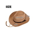 thumbnail image 3 of Gustave Straw Cowboy Hat for Women Men Wide Brim Fedora Sun Hat Shapeable Western Cowgirl Hat Summer Beach Hat with Windproof Chin Strap - Khaki, 3 of 7