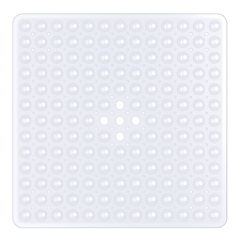 OTHWAY Square Shower Mat, 27x 27Extra Large Anti Slip Mat for Shower,  Machine Washable Baby Bath Mat with Drain Holes in Middle, TPE White Bath  Mat