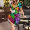 thumbnail image 3 of Fotbe Multicolored Beautiful Flower Vestido Largo de Moda para Mujer, Vestido Tipo Camiseta con Manga Corta y Estilo Casual a Rayas y Bloques de Color, 3 of 6