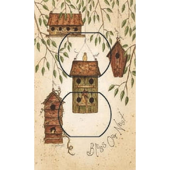 Starry Birdhouse Single Duplex SwitchStix Peel and Stick Art Deco Outlet Wall Plate Cover Applique Washable Heat/Steam/Water-Resistant - 1 unit included