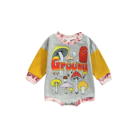 

Sunisery Kids Baby Girls Casual Romper Infant Boys Long Sleeve Cartoon Mushroom Printed Bodysuit Ginger 3-6 Months