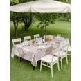 thumbnail image 4 of Outdoor Tablecloth with Umbrella Hole for Patio/Picnic/Party/Camping, Brown White Floral Waterproof Table Cloth Rectangle Table Cover Washable, Spring Botanical Leaves Farmhouse (60"x 102"), 4 of 8