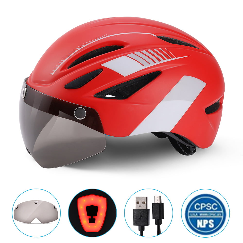 Cairbull Bike Helmet With Visor Tail Light Safety Road Mountain Cycling & Gifts 