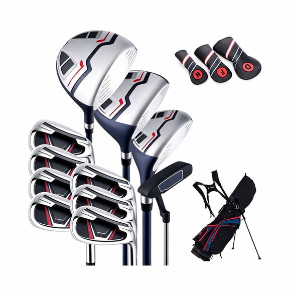 Airfind Junior Complete Golf Club Set for Ages 8-10 with 5 Pieces and Fiberglass Shafts Plus TPR Grip Handles and a Stand Bag as a Full Golf Club Set, Blue