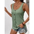 thumbnail image 6 of DOKOTOO Tank Tops for Women Summer Sleeveless Loose Fit Crewneck Tops Button Solid Color Basic Tee, 6 of 8