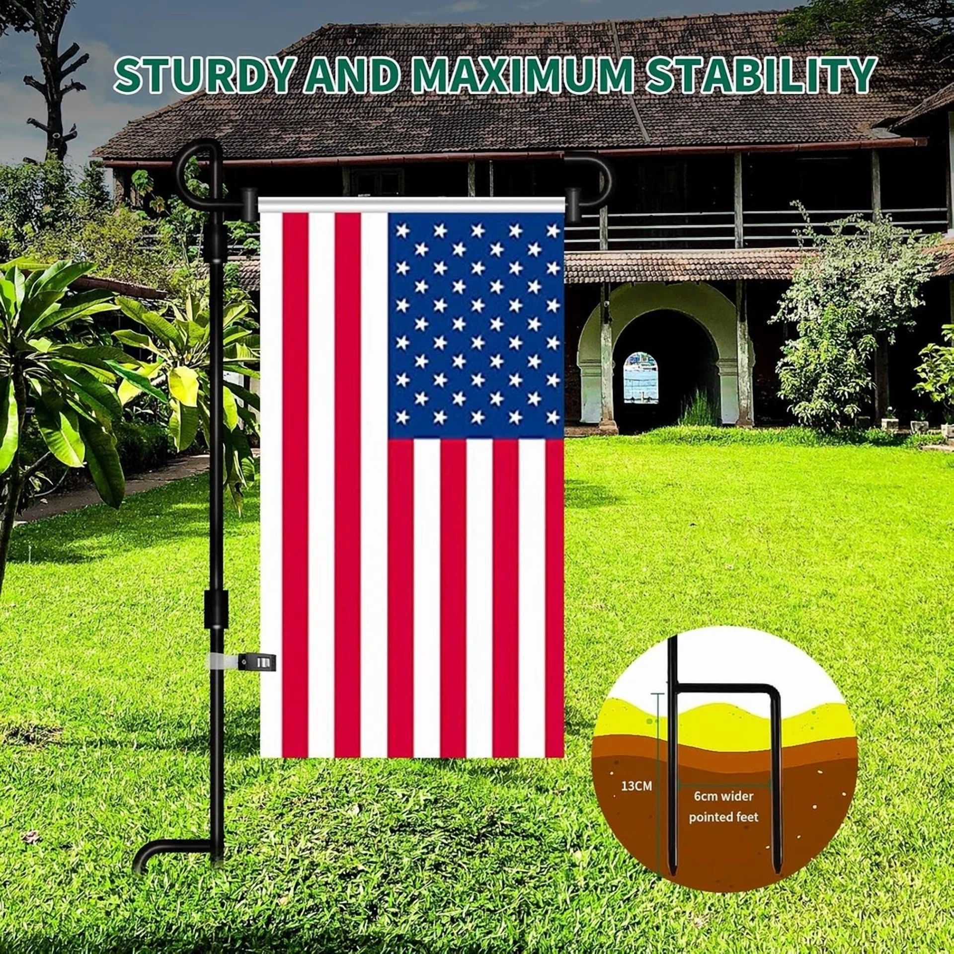 CRESTIN- Garden Flag Stand Premium Yard Flag Pole Holder (35.4''×16.4'') Metal Black