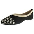 thumbnail image 2 of ZTTD Ladies Casual Pointed Toe Fly Woven Striped Shallow Mouth Flat Bottom Large Size Knitted Shoes Single Shoes, 2 of 8
