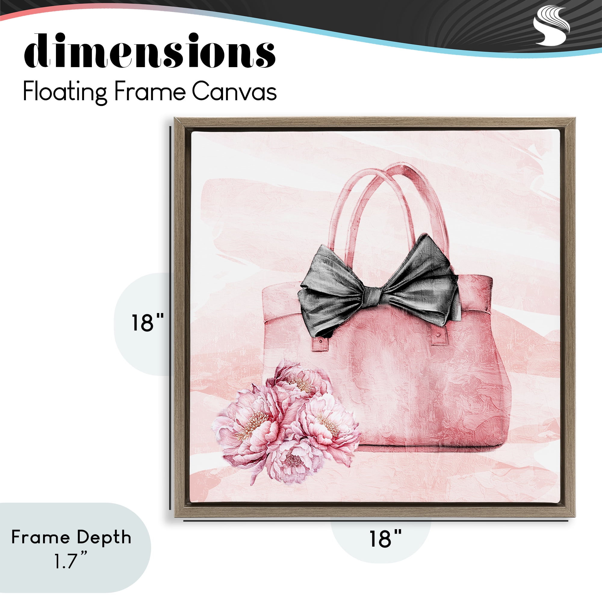 Stupell Industries Glam Time Handbag Brown Framed Floater Canvas Wall Art, design by Kim Allen