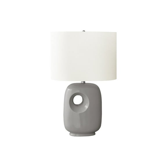 Monarch 26"H, Table Lamp, Grey Ceramic, Ivory / Cream Shade, Contemporary, Modern