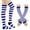 CB02_Blue & White, variant on Resicozy 2 Pcs Striped Socks Women Thigh High Socks Knitted Arm Warmers Set Soft Stretchy Socks Long Striped Leg Warmers for Work Daily Travel Grey