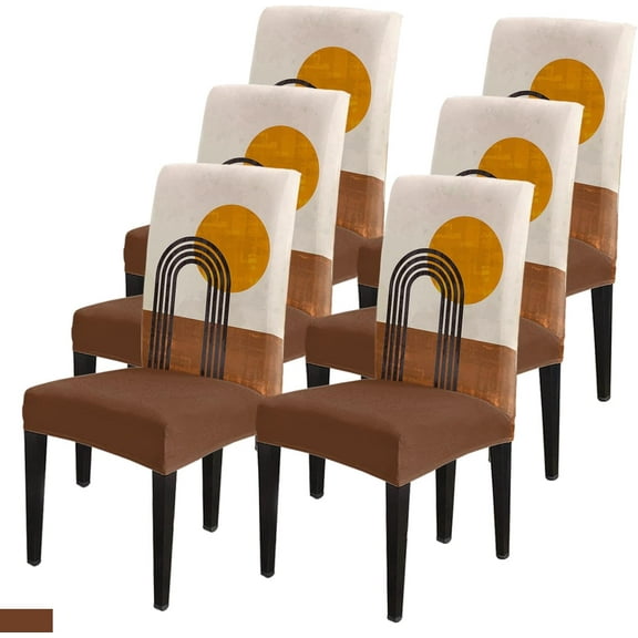 Dining Chair Slipcover, Bohemian Abstract Art Mid Century Sun Rainbow Boho Stretch Kitchen Chair Covers Removable Parsons Chair Protector Covers for Dining Room Banquet Party, Set of 6