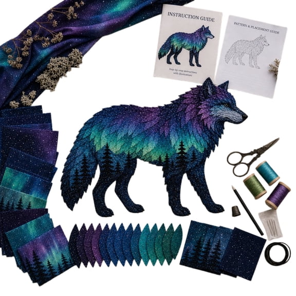 Animal Patchwork DIY Craft Kit, Wildlife Sewing Set, Quilted Wall Hanging Project, Beginner Friendly Home Decor Gift Kit