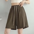 thumbnail image 2 of Knee Length Shorts for Women Summer Casual Chiffon Lightweight Elastic High Waist Wide Leg A Line Flowy Shorts, 2 of 4