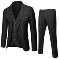 thumbnail image 1 of Homemiyn Men's Classic Business Social One Button Solid Color 3-piece Slim Fit Suit (blazer + Vest + Pants) Black M, 1 of 2