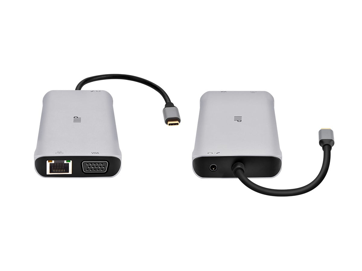 Monoprice 12-in-1 Dual-HDMI + VGA MST Triple Monitor Docking Station, Dual 4K HDMI, VGA, 5Gbps USB‑A, Gigabit Ethernet, SD/MicroSD Readers, 100W PD, 3.5mm Dual Audio/Microphone Jack