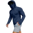 thumbnail image 2 of Mens Sun Protection Hoodie Face Mask Full Zip Long Sleeve Quick Dry Lightweight Shirt with Thumb Holes for Fishing Hiking Outdoor,XXL,Navy, 2 of 7