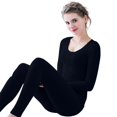 thumbnail image 2 of QSAWXQZ Women's 2PC Thermal Long Underwear Top and Leggings Set Scoop Neck Long Sleeve Ribbed Stretch Winter Base Layer for Cold Weather Free Size, 2 of 6