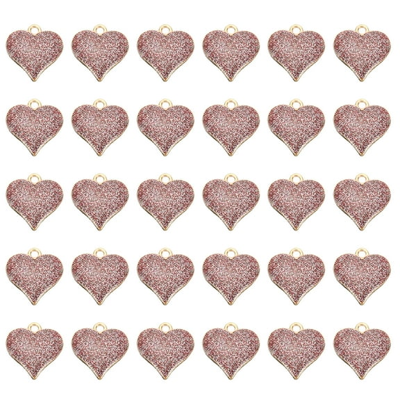 Uxcell Enamel Pendants, 30 Pack Heart Shape Mini Pendant for Jewelry Making DIY, Pink