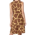 thumbnail image 2 of Brown yellow giraffe print pattern Spring Summer Dresses for Women Fashion T-shirt Dress Casual Sleeveless Loose Sundress with Pockets, 2 of 5