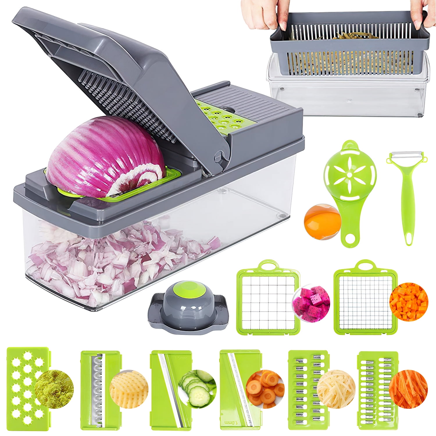 Vegetable Choppers,14 in 1 Multipurpose Kitchen Food Cutter Potato Grater Salad Cutter