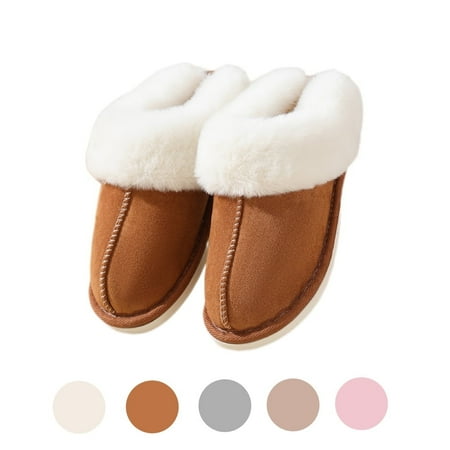

Quroko Slippers for Women Men Cozy Platform Fuzzy Slippers Winter Warm Memory Foam House Slippers Anti-Slip Sole Perfect for Indoor & Outdoor Use Coffee Color（38-39）
