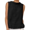 thumbnail image 3 of YUEHUA Women's Linen Blend Sleeveless Top, Rolled Neck Tank Blouse, Loose Fit Breathable Casual Summer Shirt for Office & Daily Wear, 3 of 6