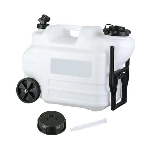 Contenedor de almacenamiento de agua, tanque de agua portátil con ruedas, soporte, dispensador de bebidas con grifo, jarra para pesca, senderismo y
