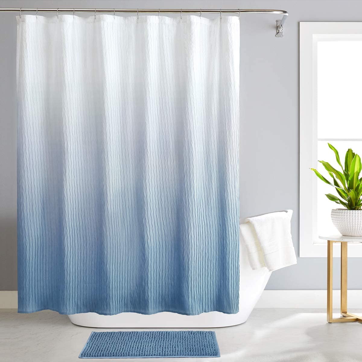 Sparkling Silver Bath Shower Curtains Bathroom Waterproof Fabric & Hooks 71" 