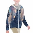 thumbnail image 2 of Cauagu Cloud Wolf Print Sun Protection Jacket for Teen,Full-Zipper Long Sleeve Sun Shirts with Pockets UV Hoodie Shirts Outdoor Athletic Jacket-Medium, 2 of 7