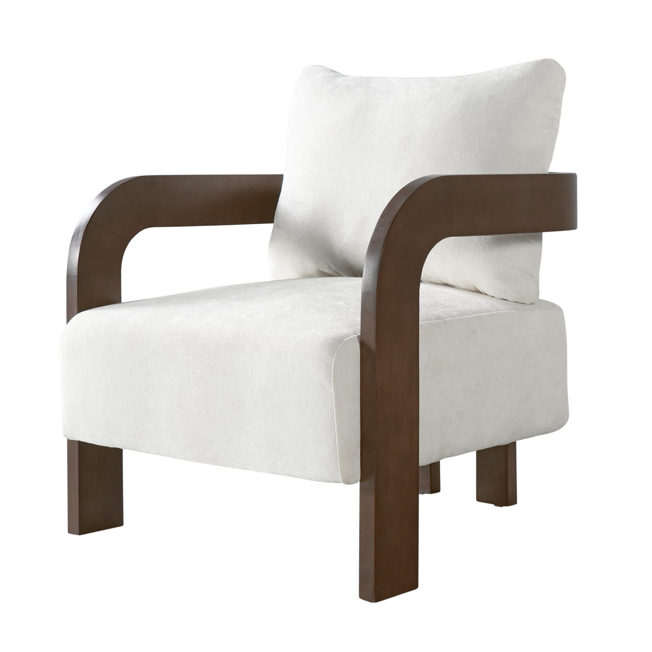 Christopher Knight Home Modern Upholstered Curved Accent Chair with Square Loose Back Pillow, Beige, Set of 2