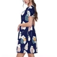 thumbnail image 2 of Fotbe Mom And Baby Owls Vestido Largo de Moda para Mujer, Vestido Tipo Camiseta con Manga Corta y Estilo Casual a Rayas y Bloques de Color, 2 of 6