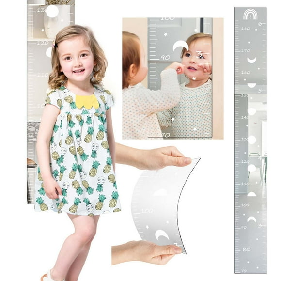 Puzzle Mirror Growth Chart for Kids - Canvas Height Chart Ruler , Mirror Growth Chart for Wall, Growth Chart Mirror, Growth Chart for Wall Mirror, Height Ruler with Stickers for Nursery Wall Decor