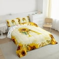 thumbnail image 5 of jejeloiu Letter A Monogrammed Bedding Comforter Set,Rustic Flower Print Twin Comforter Sets,Retro Yellow Sunflower Bedding Set For Child,Microfiber Room Decorative Reversible,2 Pieces, 5 of 8