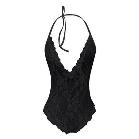 

dmqupv Corset Lingerie for Women Fishnet Women Lingerie Bodysuit Teddy Cut Out Deep V Floral Lace Underwear Deal s Today Black Large