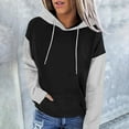 thumbnail image 2 of ShomPort Women's Long Sleeve Oversized Hoodie Fall Fleece Color Block Crew Neck Hooded Sweatshirt Pullover Tops, 2 of 6