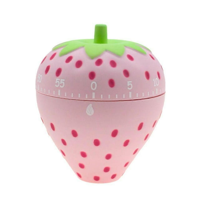 Clockwork Timer Fruit Design Kitchen Mechanical Timer Creative Countdown Alarm Clock Study Manual Timekeeper Kitchen Reminder (Pink Strawberry)