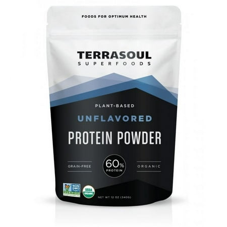 Terrasoul Superfoods Organic Vegan Protein Powder, Unflavored, 12.0 Oz