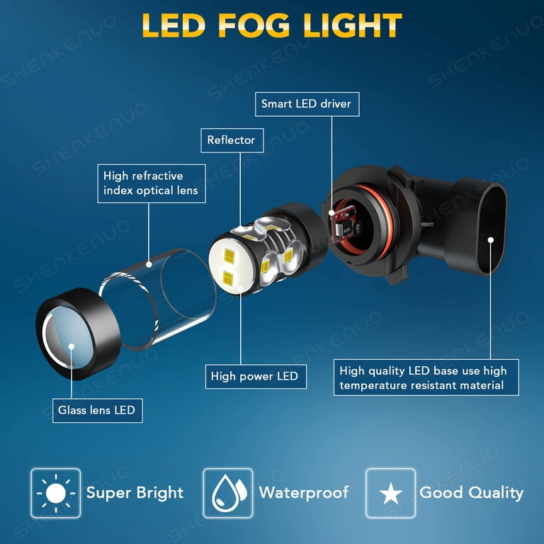 AJHGFOW 9145/H10 LED Fog Light Bulbs For Dodge RAM 1500 2500 3500 (2009-2012) – 6000K White, 100W Pair