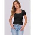 thumbnail image 6 of ANRABESS Women Short Sleeve Tops Scoop Neck Ribbed Knit Slim Fitted Basic Tee Shirt Casual Summer Clothes 2026 Spring Outfits Black S, 6 of 9