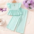 thumbnail image 5 of Splozh Toddler Girl Outfit Smocked Strap Camisole Linen Pants Girls 2 Piece Summer Set Girls Cute Outfit,Light Blue,18-24 Months, 5 of 5