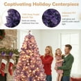 thumbnail image 5 of Patiojoy 7.5 FT Artificial Tinsel Christmas Tree Pre-lit Xmas Tree w/ 550 Warm White LED Lights Deep Purple Branch Tips, 5 of 10