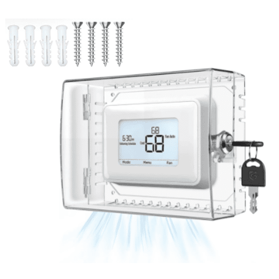 Thermostat Lock Box Cover with Key – Clear Acrylic Guard Prevents Tampering, Ideal for Offices, Schools, Rental Properties & Public Spaces