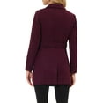 thumbnail image 4 of INSPIRE CHIC Women's Notch Lapel Double Breasted Belted Mid Length Trenchcoat L Burgundy, 4 of 8
