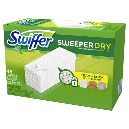 Swiffer Sweeper Dry Sweeping Pad Multi Surface Refills for Dusters Floor Mop, Unscented, 48 Count