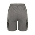 thumbnail image 3 of Womens Cargo Shorts Back Elastic Waist Cotton Twill Stretch Hiking Active Outdoors Summer Shorts with Pockets (M, Gray), 3 of 5