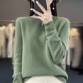 thumbnail image 2 of Suéter de cachemira para mujer, Jersey cálido de lana merina con cuello redondo, top de otoño e invierno, novedad de 100%, 2 of 5