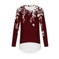 thumbnail image 5 of aohooy Girls Fall Blouse Long Sleeve Crewneck Tunic Lace Trim Hem Blouses Cute Boho Trendy Pullover Printed Loose Soft Tees Red,6-7Years, 5 of 6