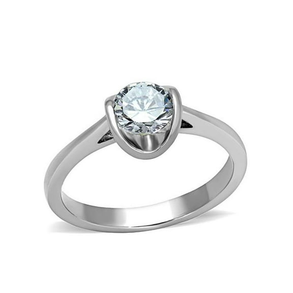 Women's Stainless Steel 316 Round Cut .85 Carat Cubic Zirconia Engagement Ring Size 7